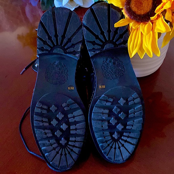 Vince Camuto Joanie Black Quilted Leather Lace Up Boots - Picture 6 of 7